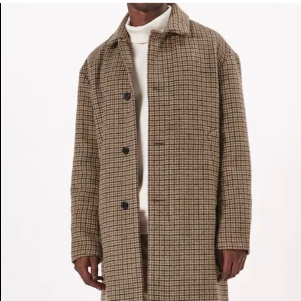 Abercrombie & Fitch Tan Checkered Mac Coat